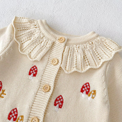 LotusBloom – Embroidered Knit Top & Strap Romper Set for Baby Girls